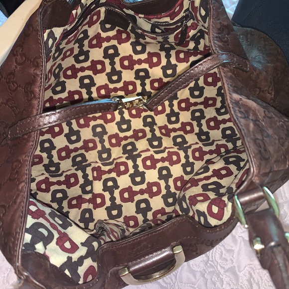 Gucci "Gg" D Rung Tote Brown Leather Hobo Bag. - Picture 5 of 5